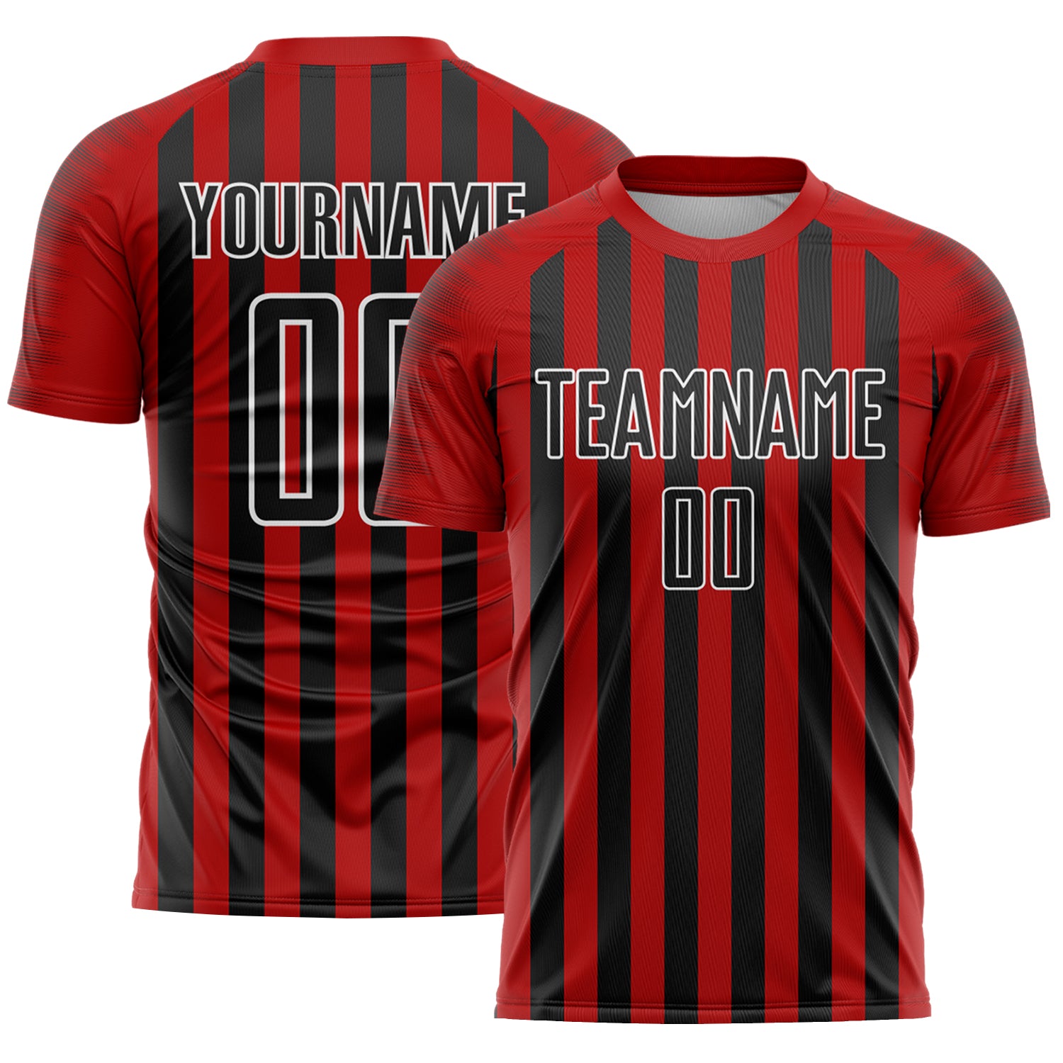 Custom Red Black-White Stripe Sports Sublimation Soccer Uniform Jersey