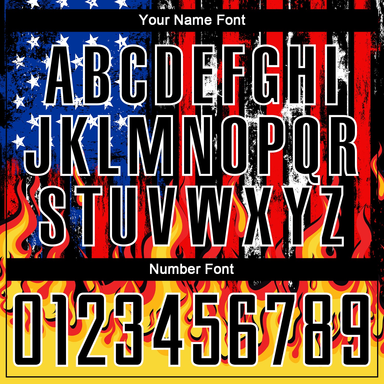 Custom Black Red Royal-Gold American Flag Flame Sublimation Soccer Uniform Jersey