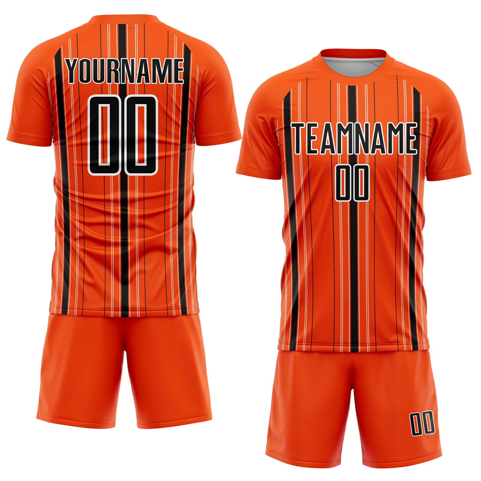 Custom Orange Black-White Stripe Sublimation Soccer Uniform Jersey