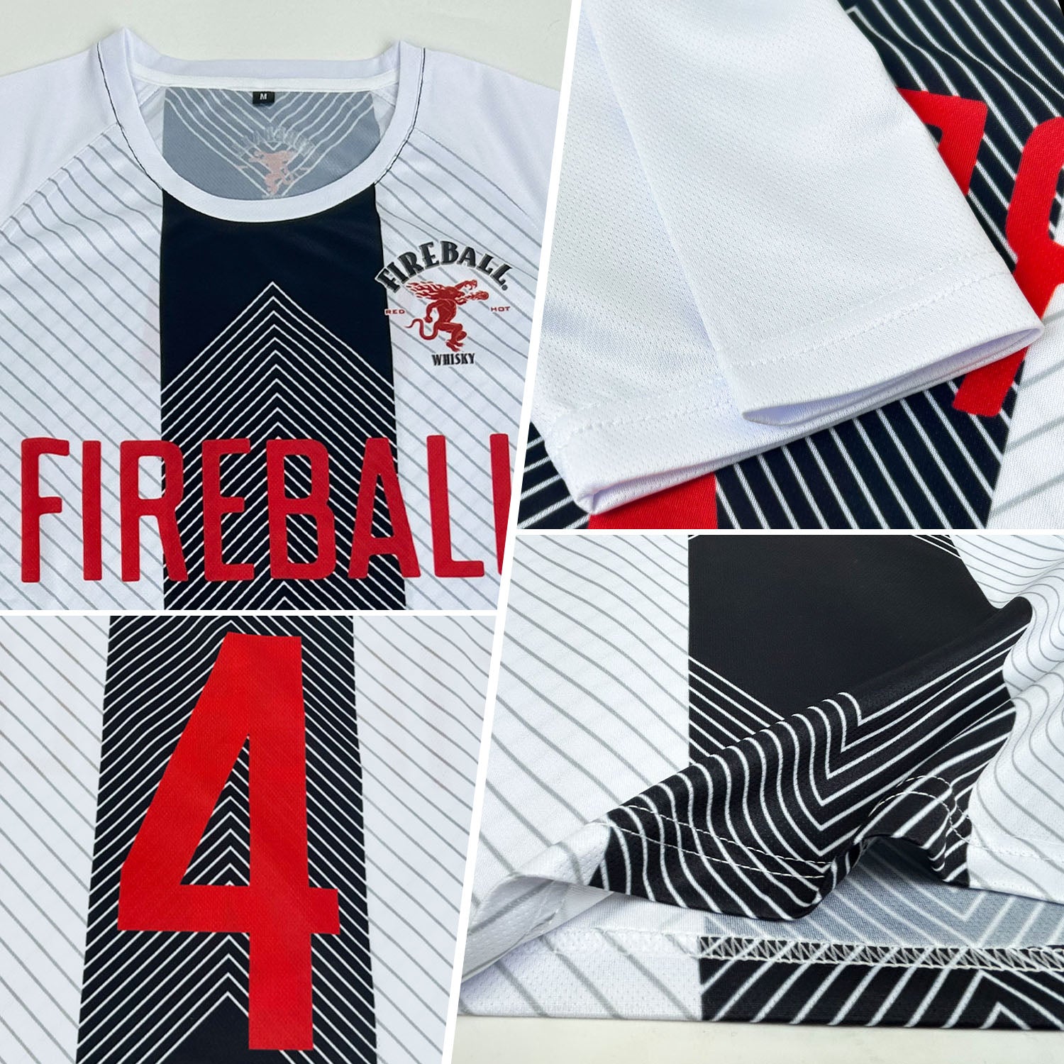 Custom White Red-Black Line Sublimation Soccer Uniform Jersey