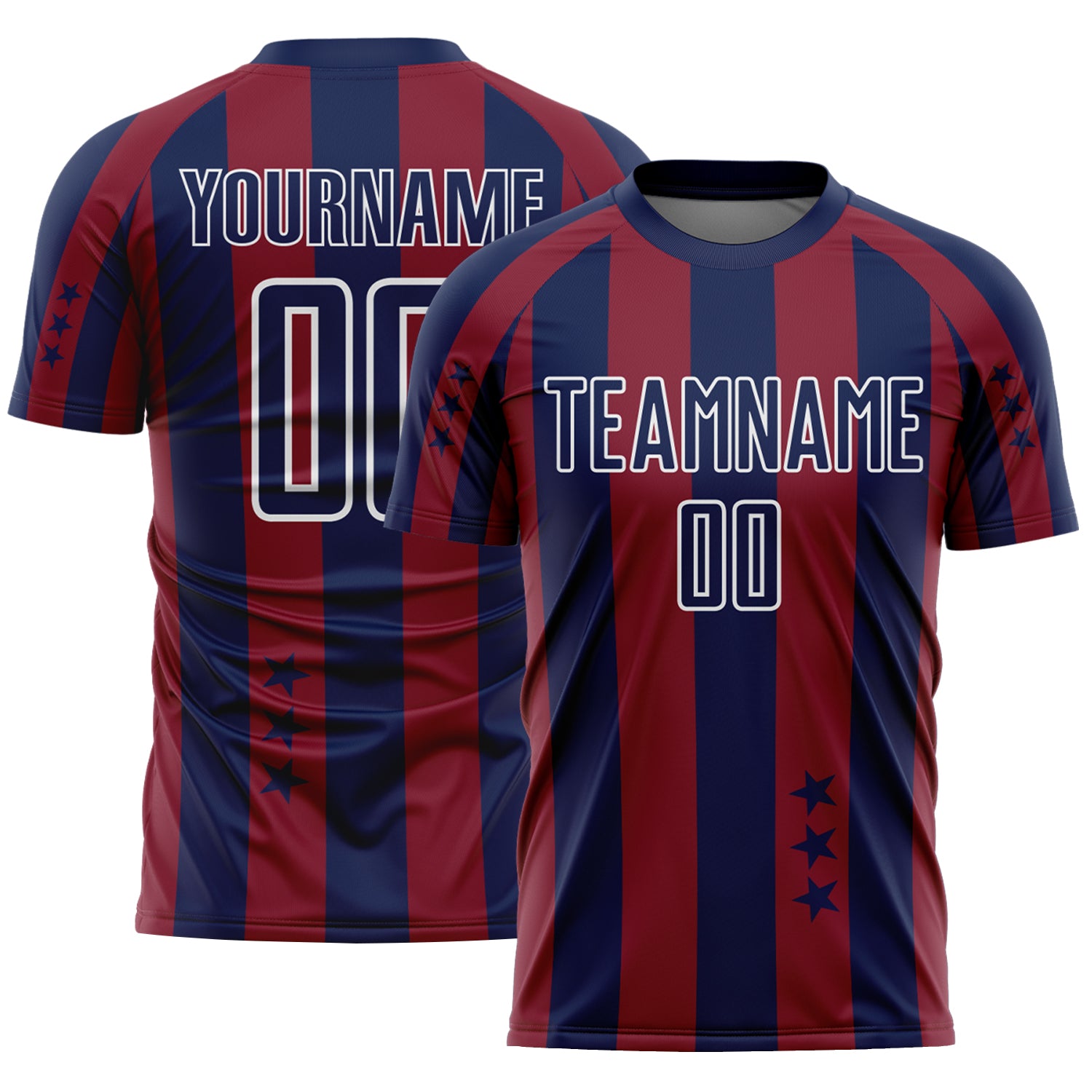 Custom Navy Crimson-White Stars And Stripes Sports Sublimation Soccer Uniform Jersey