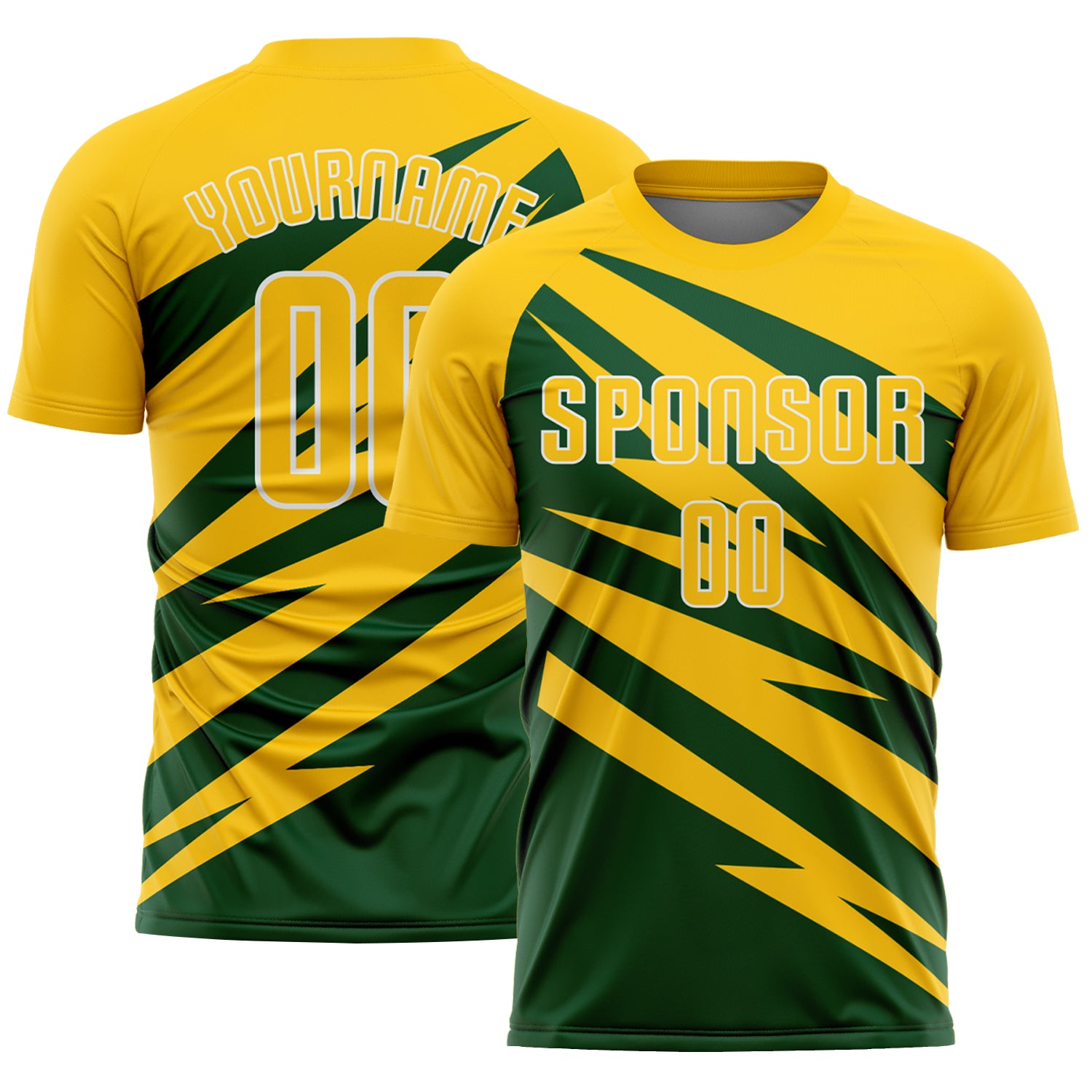 Custom Yellow Green-White Abstract Line Sports Sublimation Soccer Uniform Jersey