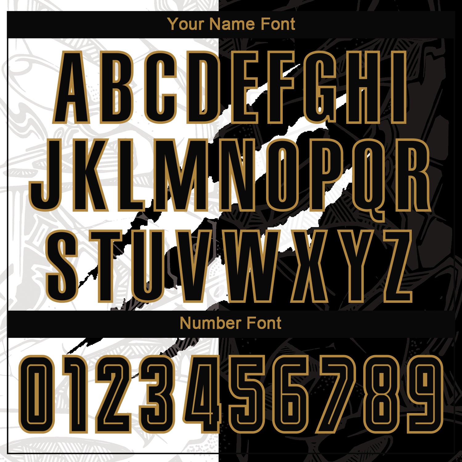 Custom Graffiti Pattern Black-Old Gold Scratch Sublimation Soccer Uniform Jersey